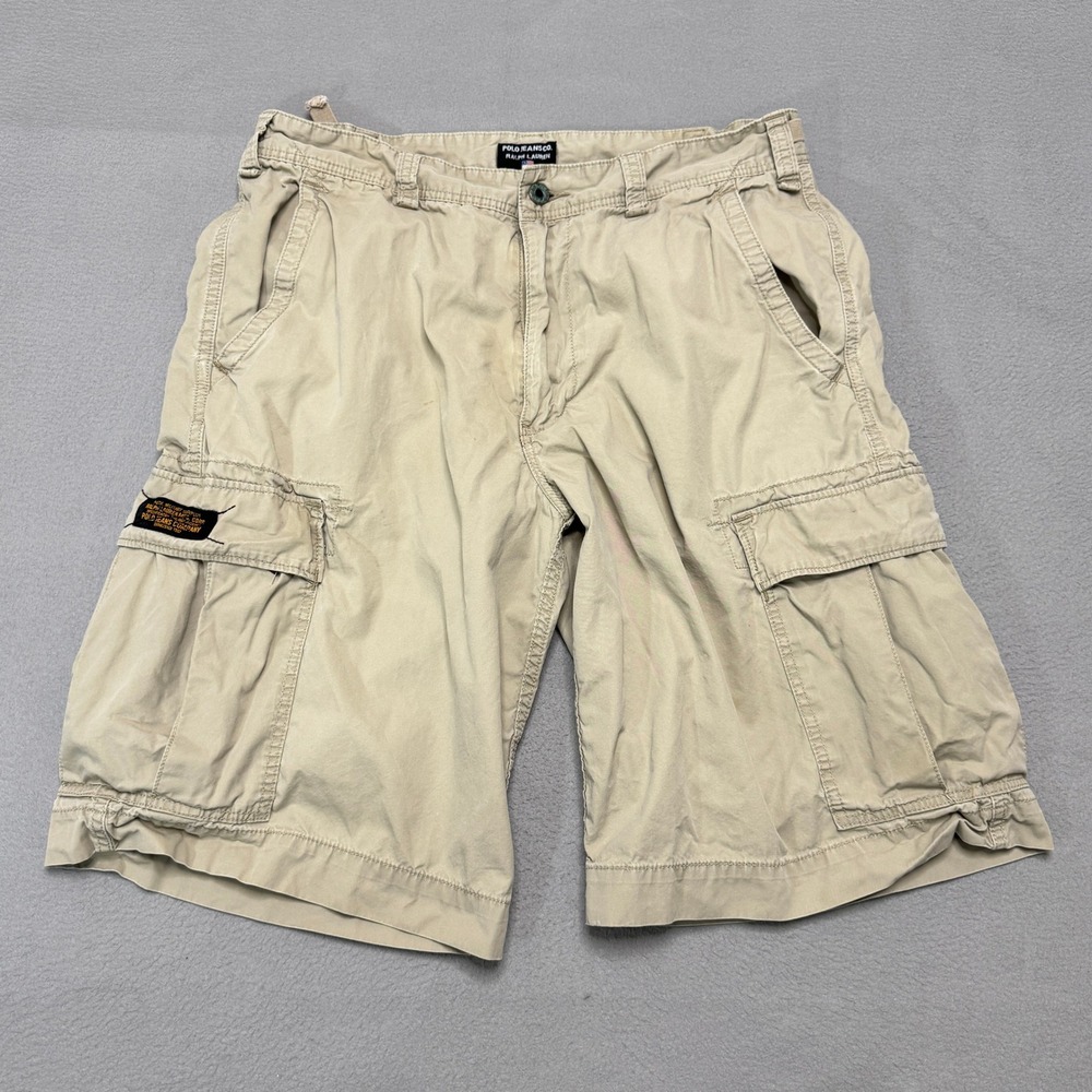 Polo‎ Jeans Co Ralph Lauren Cargo Shorts Mens 34 Tan Military Surplus Utility